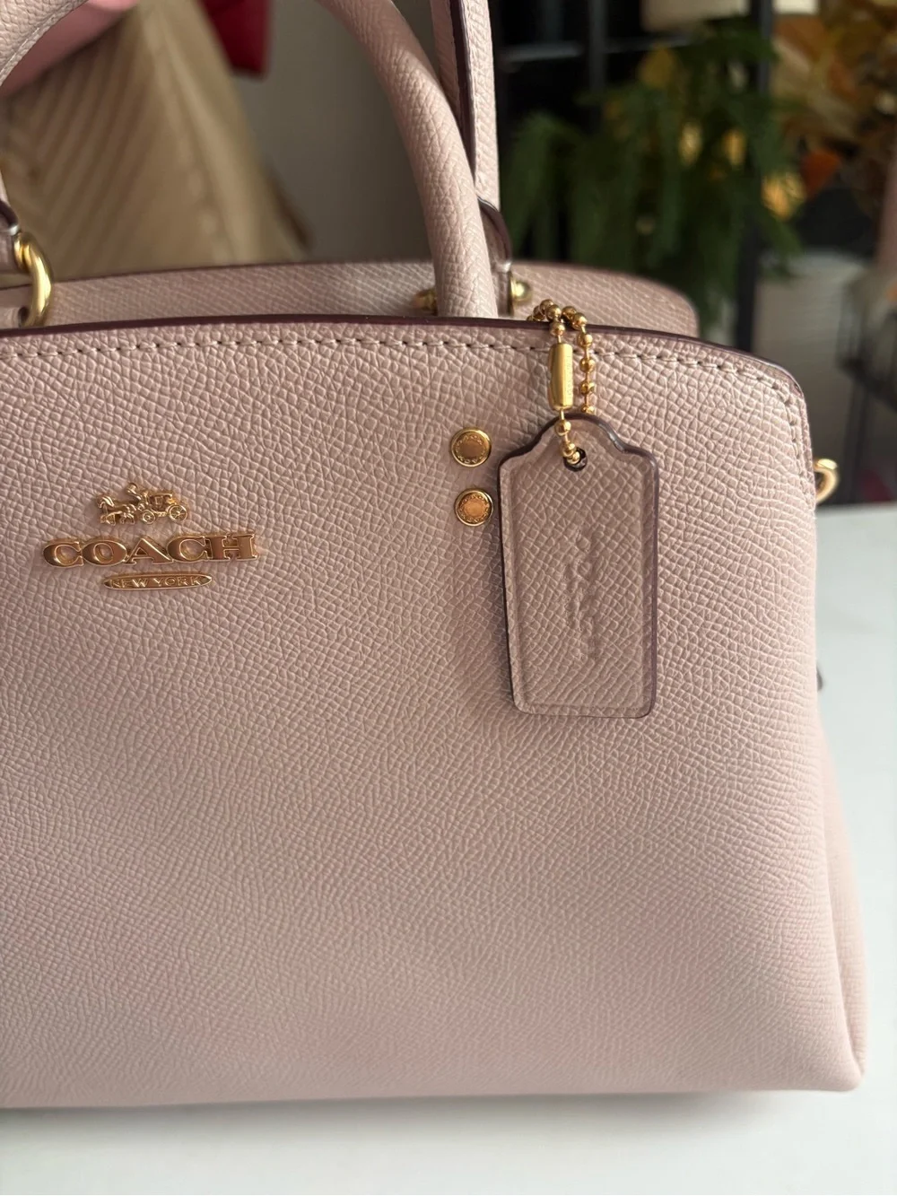 Coach Pebbled Leather Satchel in Mauve